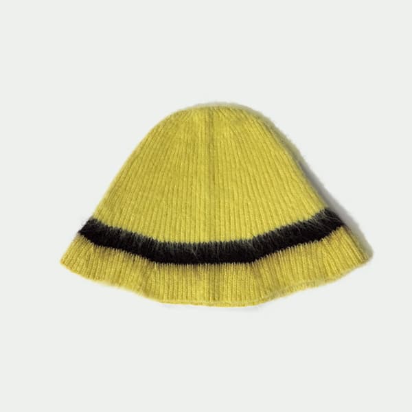 #Lazy Wind Stripe Farveblok Strikket Hat - Gul, Kvinders Efterår og #