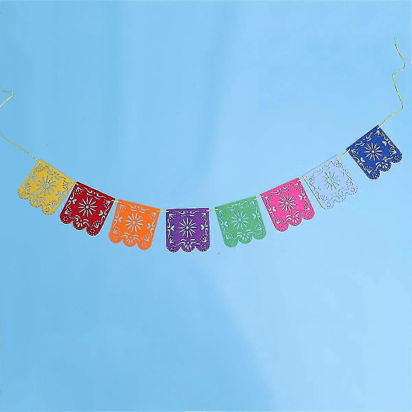 Papel Picado Banner Fyrkantig Filt Livfulla Flerfärgade Blompaneler Silkespapper För Födelsedag Bröllopsfest