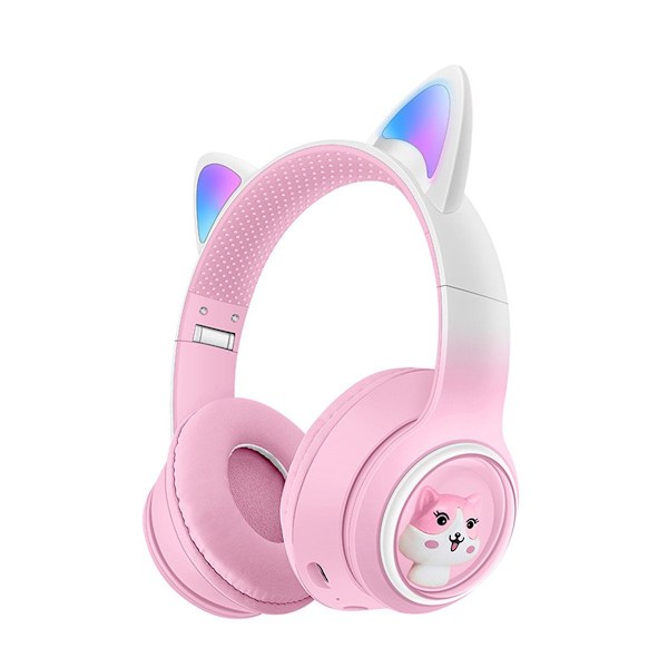 #Kattöronhörlurar för barn (Trådlös Bluetooth, Färgade LED-lampor, B#