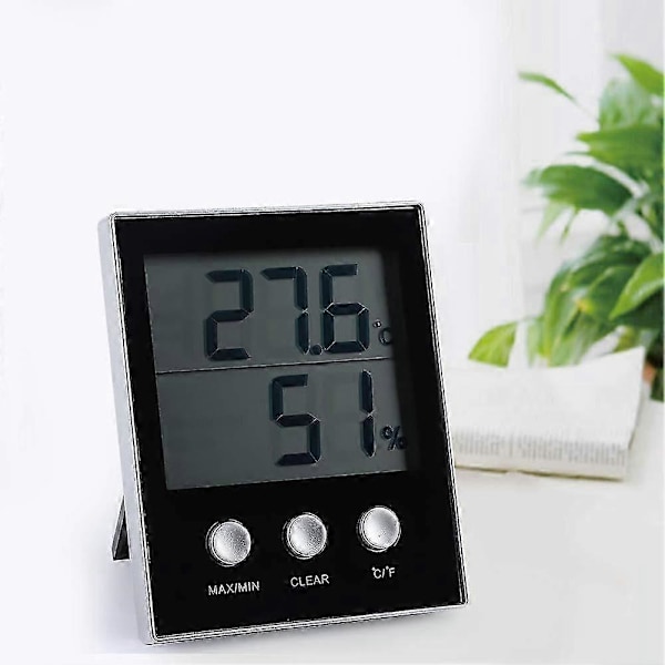 Temperatur- och fuktighetsmätare, elektronisk LCD-display inomhus hygrometer, för hemväxthus