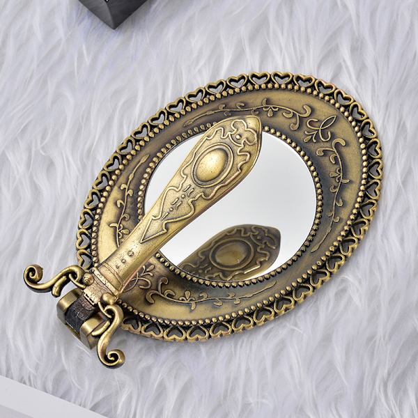 Vintage Oval Fickspiegel Smink Spegel Vikbart Handtag