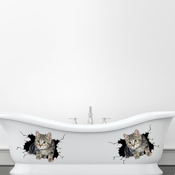 Katthund kreativ toalett badkar kylskåp väggdekal vardagsrum roo