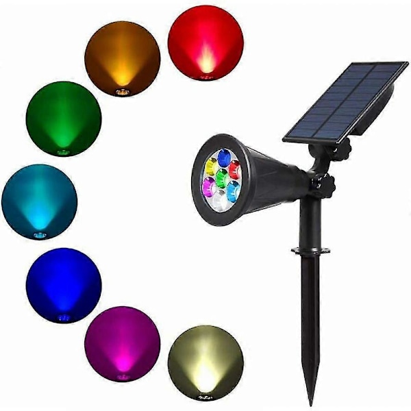 7 LED aurinkovalo, aurinkospotti 7 värin vaihdolla, langaton vedenpitävä IP65 puutarhavalo 180° säädettävällä ulkokäyttöön tarkoitetulla aurinkospotilla