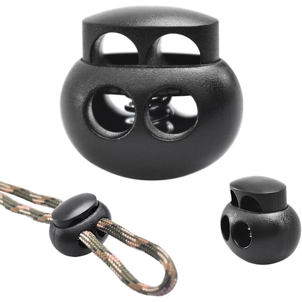 50 stk Fjær Snorlås Endestopper Feste Slider Brytere Klips Dobbel Hull Rund Ball Plast