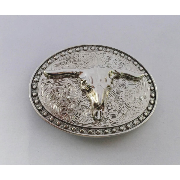 Hopeinen Longhorn Texas Bull Belt Buckle Cowboy Western -soljet