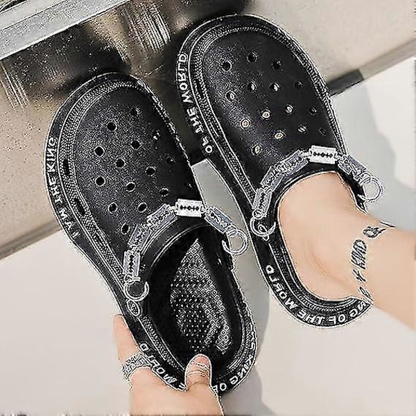 2 kpl Croc-koruketjuja tyylikkäille naisille ja tytöille | Punk-tyylinen teräkenkäketju ja -tarvikkeet | Muodikas metallimuotoilu | Irrotettavat tee-se-itse-koristeet Boo:lle
