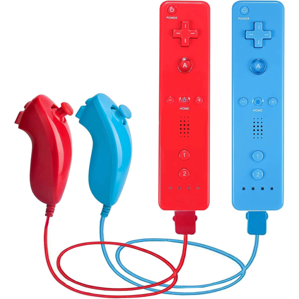Sett med 2 kontrollere og Nunchuck-kontrollere for Wii/Wii U-konsoller