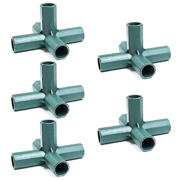 5-pack 16 mm växthusramskopplingar, 5-vägs PVC-hörnkopplingar, växthusplastanslutningstillbehör, för trädgårdsramar, fruktburar, staket