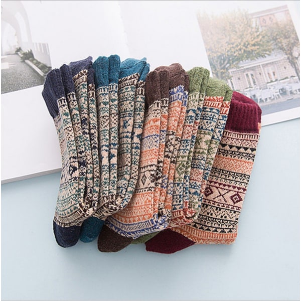 5 pairs of autumn and winter new two-way retro rabbit wool s