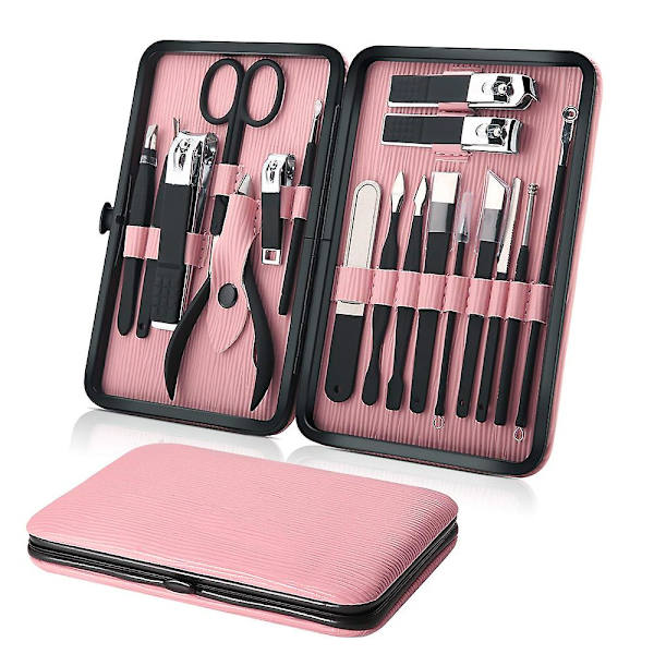 18 Professionella Nagelkonstverktyg Set rosa