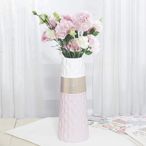 28 cm Blomstervase Rose Guld Hvid Keramik Høj Design Decorat