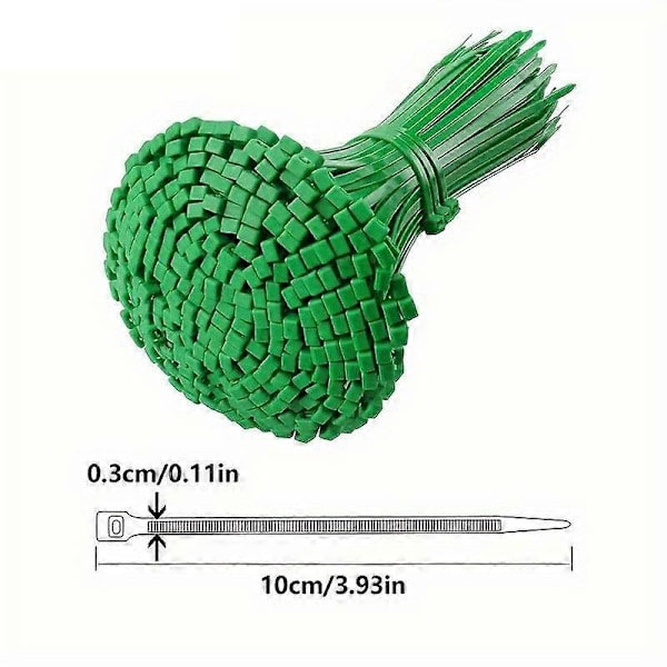 Nyloninen nippuside - 100mm x 3mm - Vihreä - Pieni nippuside - Nippusiteet - 100 kappaleen pakkaus
