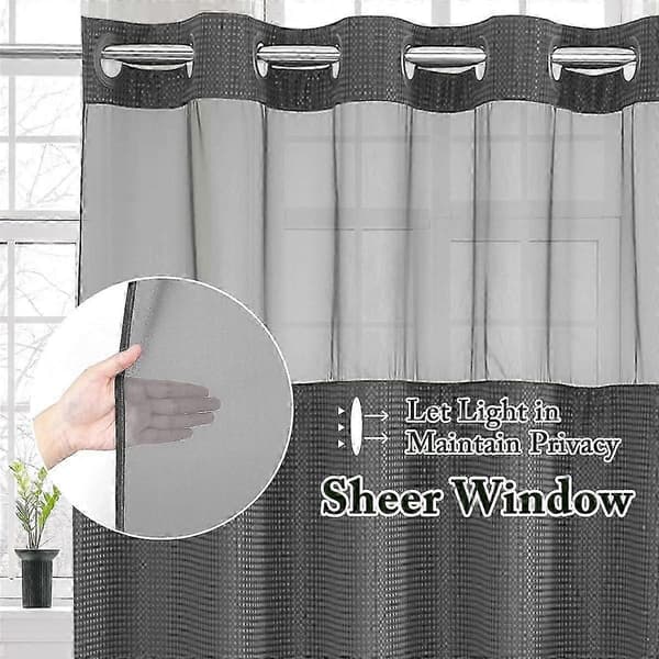 Krokfri våffelvävd duschdraperi med snäppbart tygfoder för badrum, hotellstil med mig