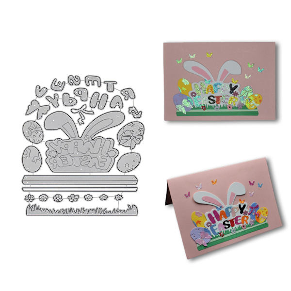 Glad Påsk Ord Kaninöron Skärande Stansar Schablon DIY Scrapbooking Kortmall
