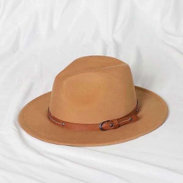 Felt Fedora Hatt Bredbrem Diskett Panama Hatt Høst Vinter Jazz Hatt Khaki