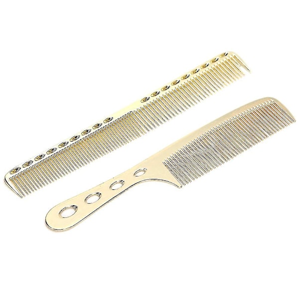 Hårkamme i rustfrit stål Salon Anti-statisk Styling Kam Frisørværktøj (Luksusguld)