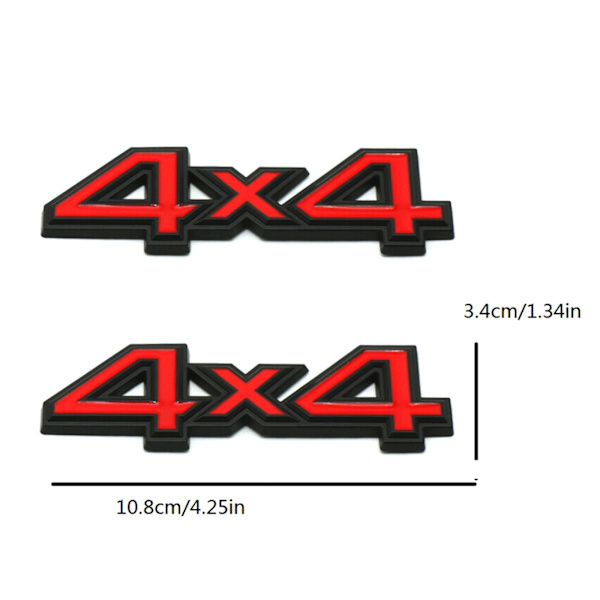 2 stk. Metal Sort Rød 4WD 4x4 Bil Bagklap Emblem