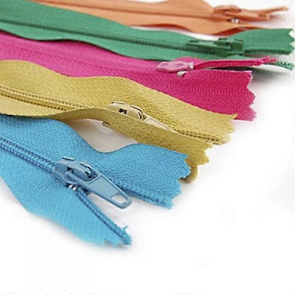 50 st 7-tums /18 cm Slitstarka Nylon Dragkedjor med Stängd Ände för Sömnad (Slumpmässig Färg)