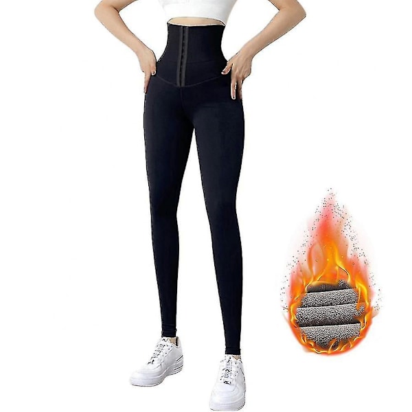 Fleecefodrade Dambyxor Varma Fleece Vinterbyxor Varma Byxor Dubbelknäppta Dambyxor Högmidjade Yogatights