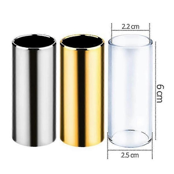 Gitarr Slide Set Med 1 Glas Slide, 1 Stål Slide och 1 Mässing Gitarr Slide, 6 st Gitarrplektrum och 4