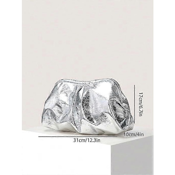 Naisten PU-nahkainen clutch-laukku, rypytetty käsilaukku