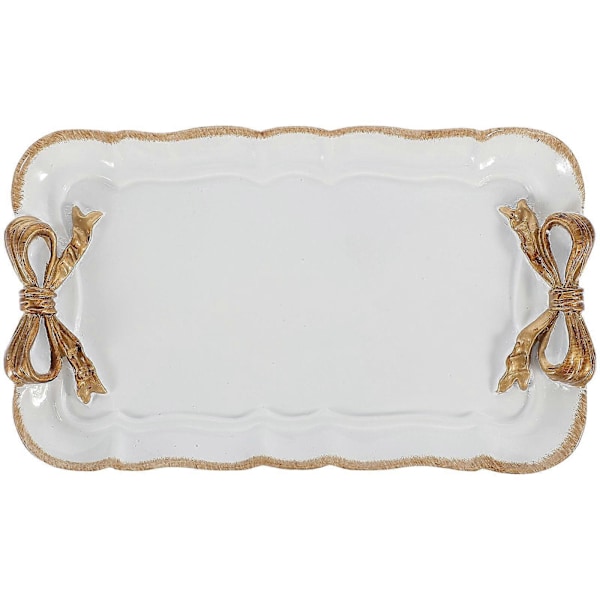 Serveringsfat Rektangulär Bricka Harts Rosett Dessert Serveringsbricka Porslin Bricka