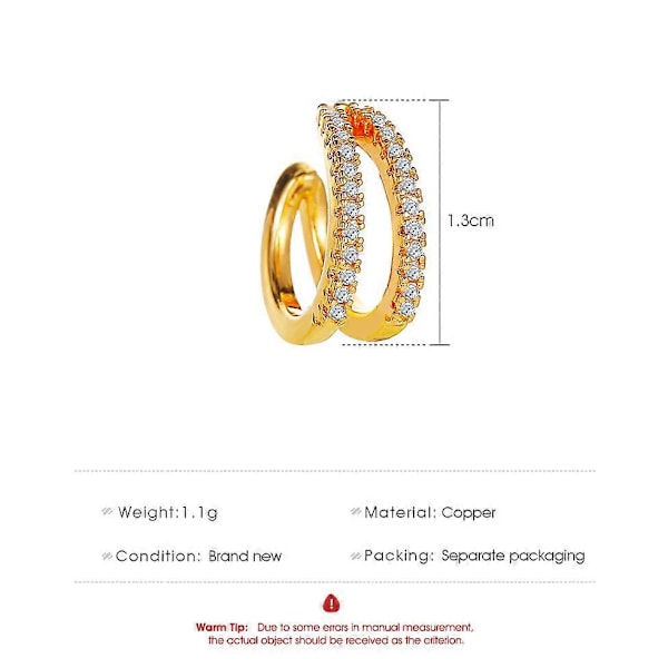 1 Pakke Simpel C Form Sød Geometrisk Krystal Øre Cuff Ikke-Piercet Clip-on Øreringe
