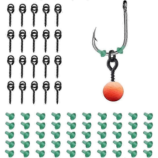 50-pack Krokstopp Gummihandtag Pärlband 20-pack Betesskruv Karpborr Ringstopp Betesskruv Ring Gummi Örhängestopp Ring Lekande Karpfiske