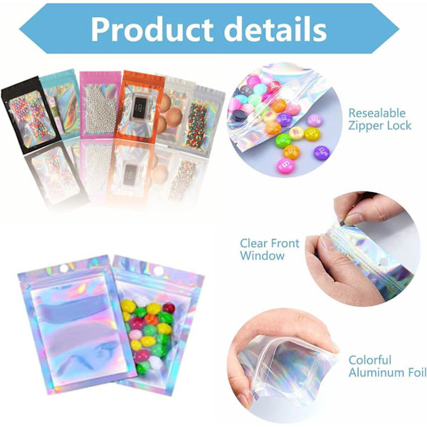 /#/14*20cm Lugtfri Grip Ziplock Poser 100P Laser Foliepose/#/