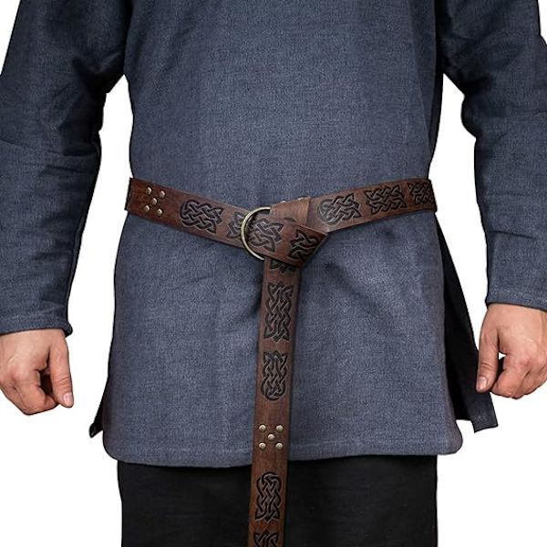 Viking Embossed PU Læderbælte (Brun), Middelalder Læderbælte, Vi