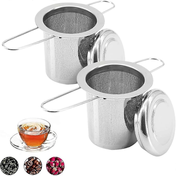 Pakke med 2 te-infusere, løs te-infuser, premium 304 rustfrit stål tefilter