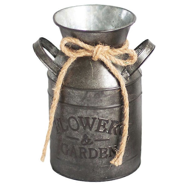1 st Järnplåt Blomsterbehållare Kaffekanna Retro Dekor (Silver)