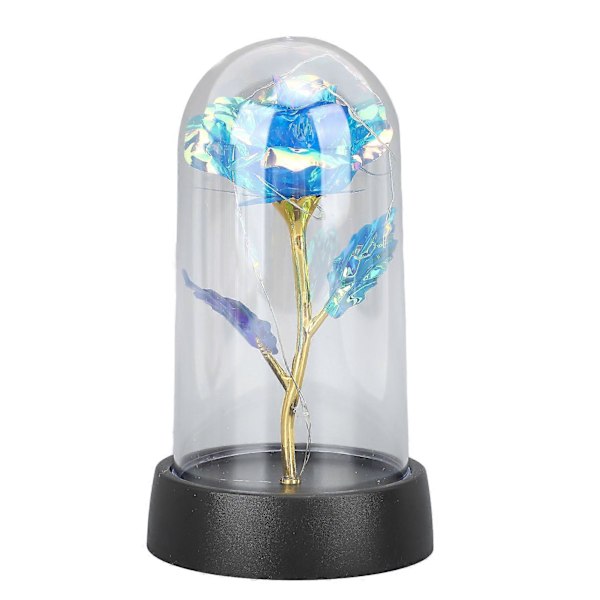 Blå Blomst Natlampe Romantisk Atmosfære Sengelampe Glas Rose Blomst Lampe til Soveværelse Skrivebord