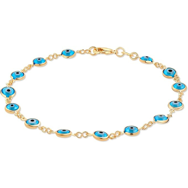 Aqua Kultapinnoitettu Paha Silmä Anklet Rannekoru