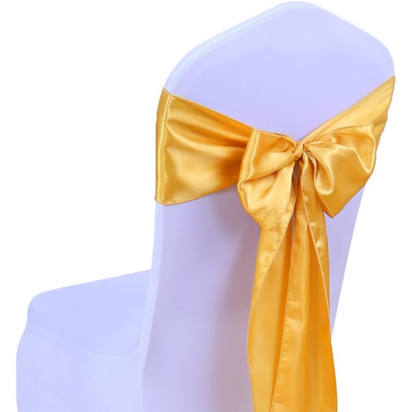 /#/10 st 17*275cm Guld Satin Stolsöverdrag Båge Band Bröllop Båge/#/