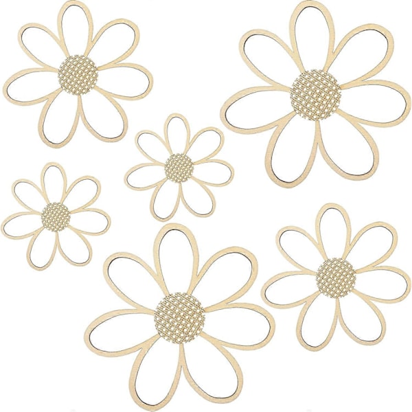 6 stk. Trævægskilte med Margueritter, Træophæng med Margueritter, Blomsterskilte, Margueritblomster, Hængende Plakatskilt til Hjemmet, Børneværelset, Soveværelset, Bondegården, Badeværelset