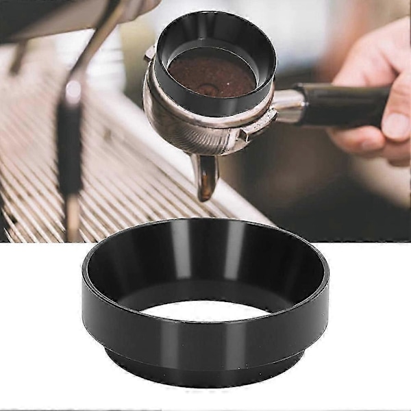 Magnetisk Ring 53mm Espresso Doserings Tragt - Kaffemaskine Tilbehør til Brygning, Sort Tamper Pulverværktøj