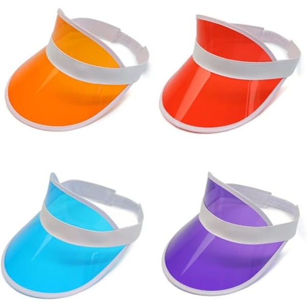 Set med 4 80-tals Retro Skyddande Kepsar, Plast PVC Solskyddsmössa Vis
