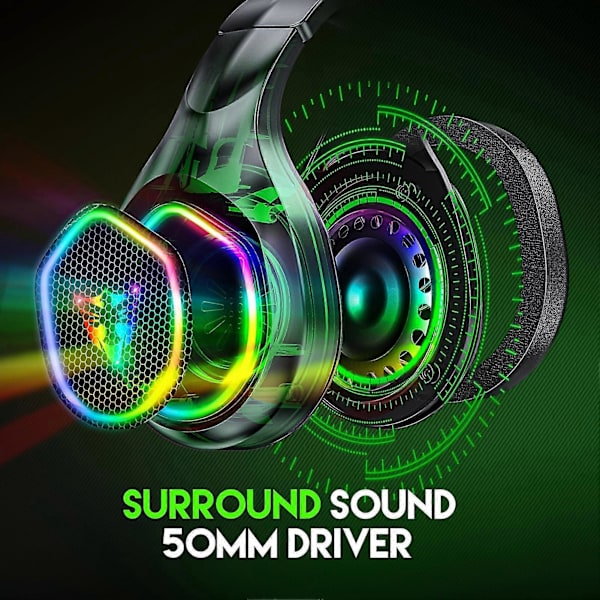 Gaming Hodetelefoner Lav Latens 7.1 Kanal Surroundlyd 360-graders Roterende Støyreduksjon Kablet Headset