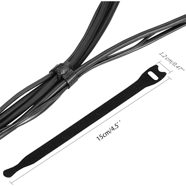50 kpl Naarmuuntumaton nippuside, uudelleenkäytettävä kaapelin hallintahihna, helppo leikata kaapeleiden kiinnittämiseen, musta, 150 mm x 12 mm
