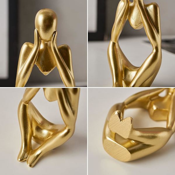Gulddekor Tänkare Staty Abstrakt Konst Skulptur, Set om 3