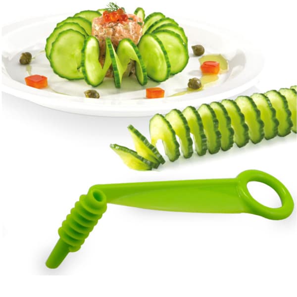 #3 st Gröna Spiralformade Gurkskärare i Plast#