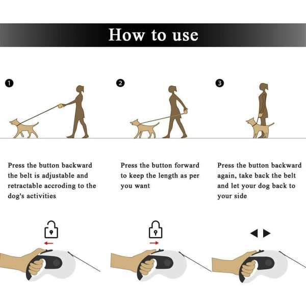 *Indtrækkelig hundelinebælte 5M, ergonomisk design*