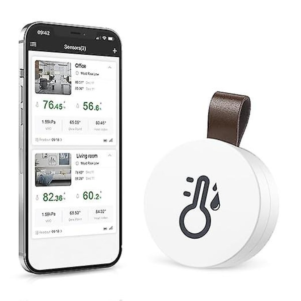Bluetooth Termometer Hygrometer, Mini Inomhus Termometer med App, Datalagring, Temperaturövervakningssensor, Ansluten Termometer för Hem, Kontor,