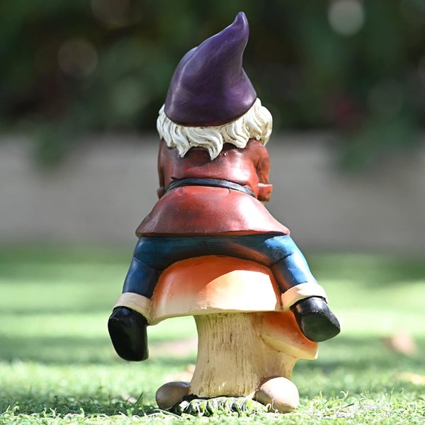 /#/Hagenisse-statue, resin frekk dverg som sitter på sopp/#/