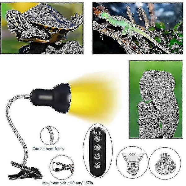 LED UVA UVB-pærer, Reptillampe Oppvarmet Landskildpaddelampe med Lang Base for Reptiler og Amfibier [Energiklasse A +] A yu