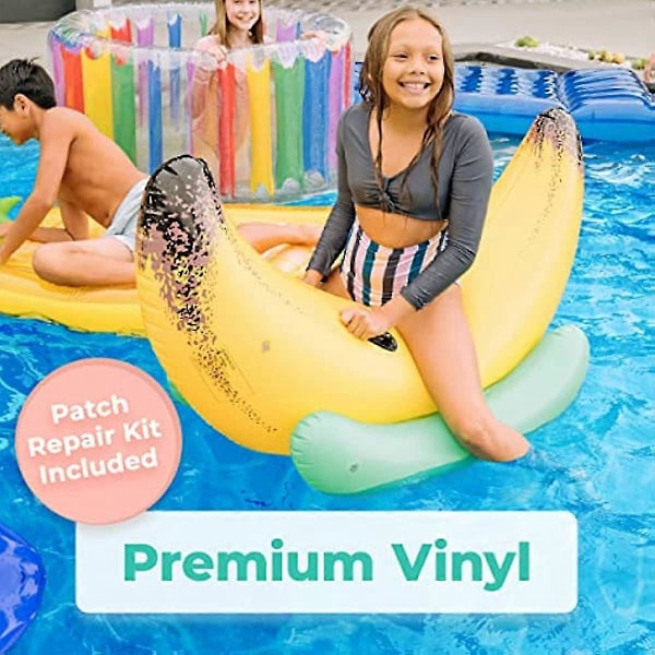 Kæmpe Oppustelig Ride-on Banan Flyder  Gul Banan Flyder  Stor Oppustelig Pool Flyder Til Børn & Voksne  Sommersjov Til Pool  Sø  Strand  Fest  Lo
