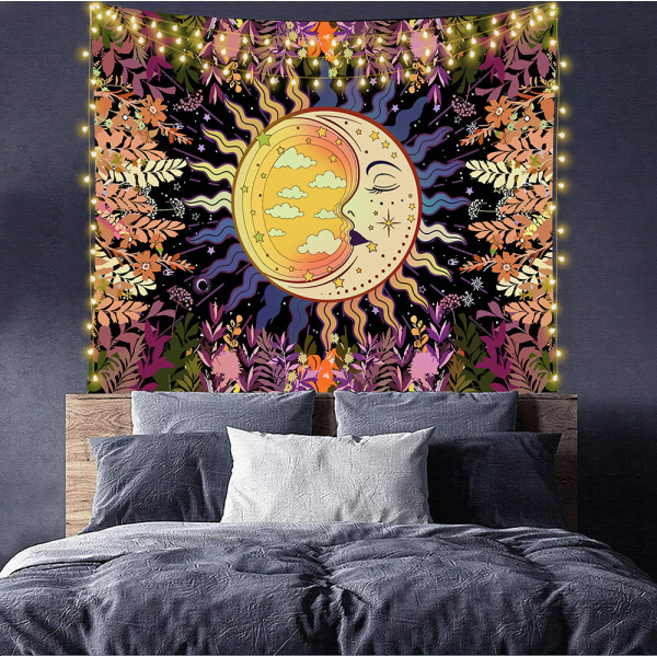 #150x100cm, sol, måne og plante hengende stoff veggteppe#