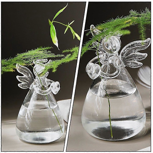 2 stk. Glas Hydroponisk Blomstervase Stue Blomsterbeholder Glas Engel Blomsterbeholder