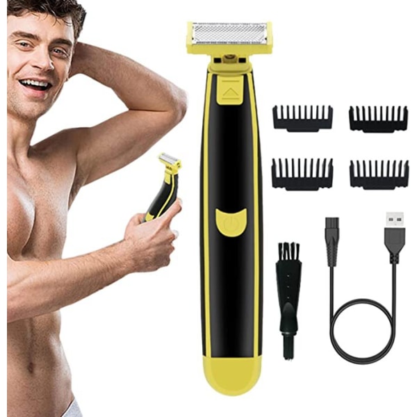 #1 stk enkel elektrisk barbermaskin, oppladbar vanntett skjeggpute med klips#